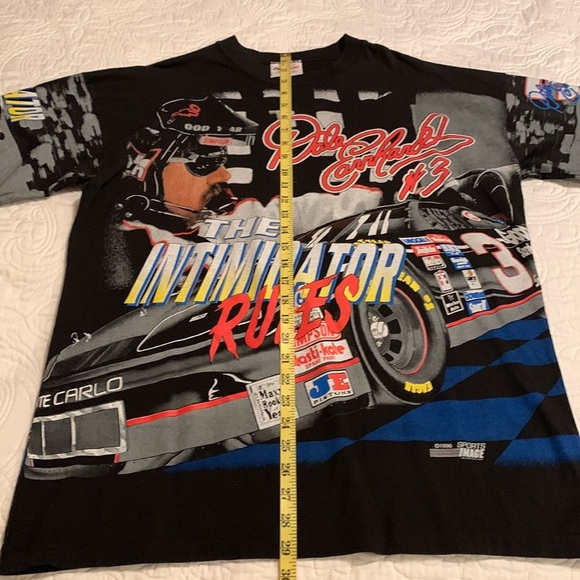 Vintage NASCAR 1996 Dale Earnhardt The Intimidator Rules AOP USA T-Shirt L - Picture 14 of 15